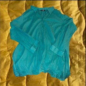 NWOT boohoo 100% cotton button down shirt teal
